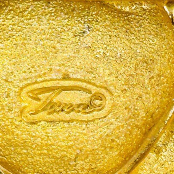 Vintage Tona Enameled Cornucopia Brooch 1980s - Picture 5 of 5